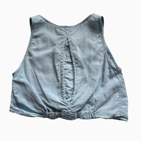 Free People Highway Cruisin' Tank Womens XS Blue Linen Blend Button Front Tie - Picture 10 of 10